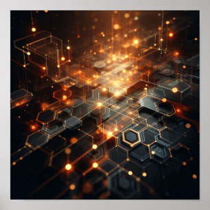 Ein technisches Bild mit sechseckigen Formen Poster