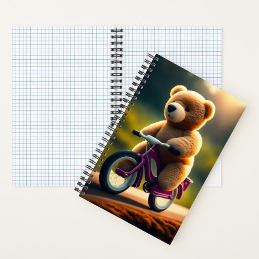 Ein Teddybär, der ein FahrradNotebook fährt Notizblock (Innen)