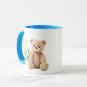 Ein Teddybär vor einem Kinderrad. Tasse (Vorderseite Links)