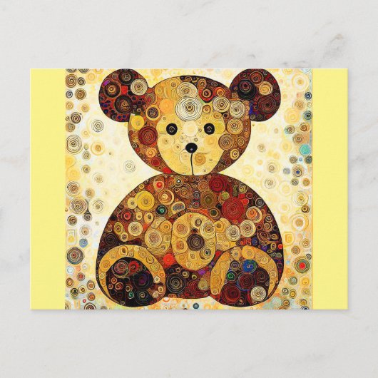 Ein Teddybär, wie von Gustav Klimt gemalt. Postkarte (Vorderseite)