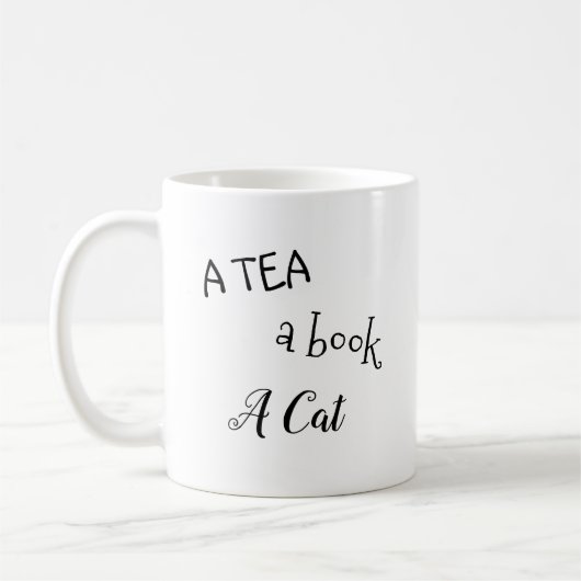 "Ein Tee, ein Buch, eine Katze" Tasse (Links)