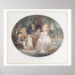 Ein Tee-Garten, Farbpunktierungsstich nach Morla Poster