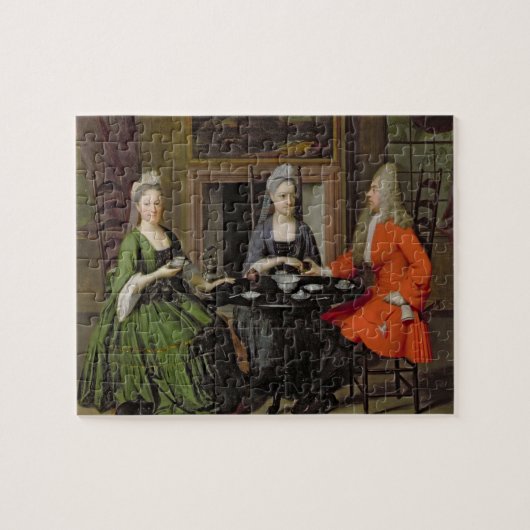 Ein Tee-Party (Öl auf Leinwand) Puzzle (Horizontal)