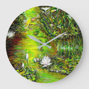 Ein Teich mit unreinen Gedanken Große Wanduhr