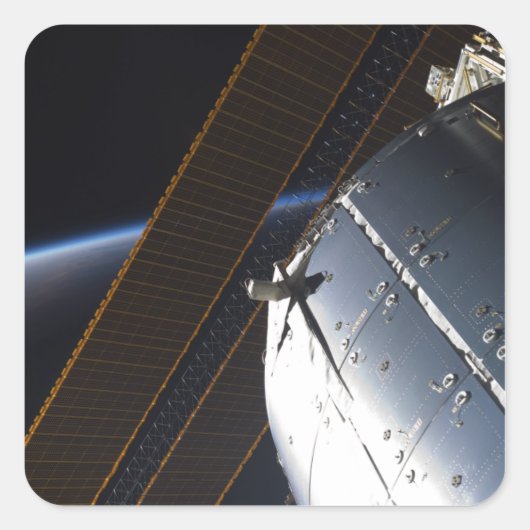 Ein Teil der Internationalen Raumstation Quadratischer Aufkleber (Vorderseite)