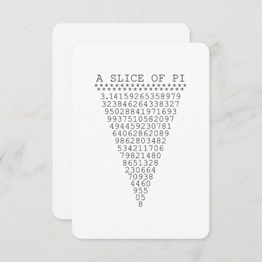 Ein Teil der Pi-Zahlen (Vorne/Hinten)