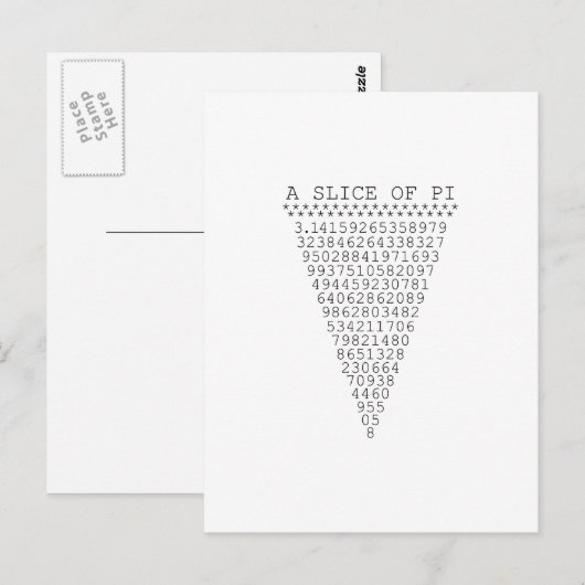 Ein Teil der Pi-Zahlen Postkarte (Vorne/Hinten)