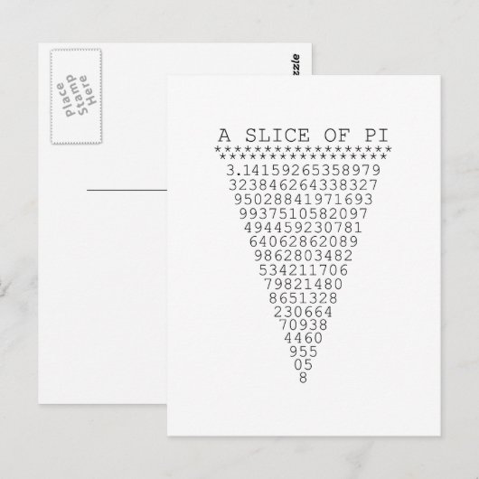 Ein Teil der Pi-Ziffern Postkarte (Vorne/Hinten)