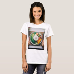 ein Teller mit einem Teller Gemüse T-Shirt