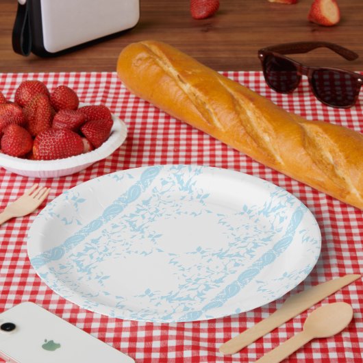Ein Teppich mit blauen und weißen kreativen Künste Pappteller (Picknick)