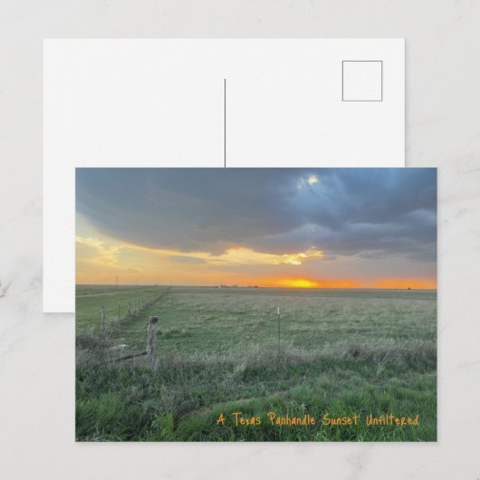 Ein Texas Panhandle Sunset ungefiltert Postkarte (Vorne/Hinten)