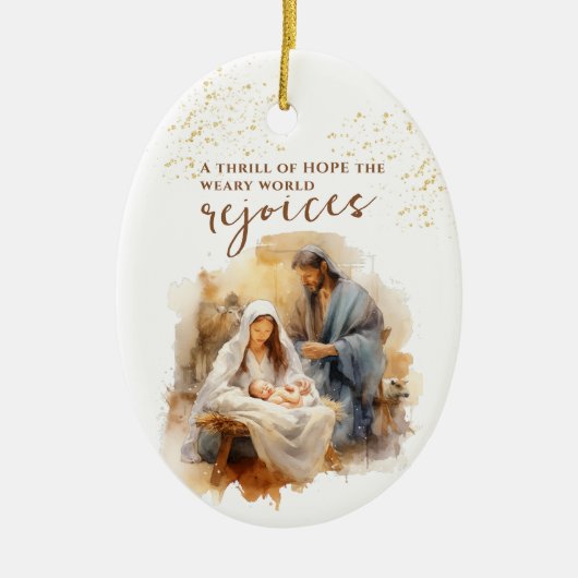 Ein Thrill der Hoffnung Weihnachtslied und Krippe Keramik Ornament (Vorne)