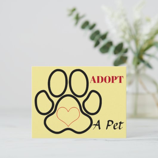 Ein Tier adoptiert Postkarte (Stehend Vorderseite)