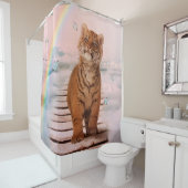 Ein Tiger an der Regenbogenbrücke Duschvorhang (Beispiel)