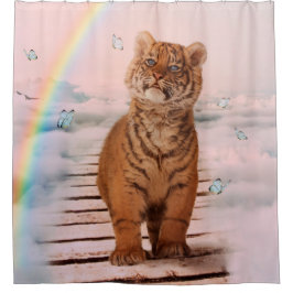 Ein Tiger an der Regenbogenbrücke Duschvorhang