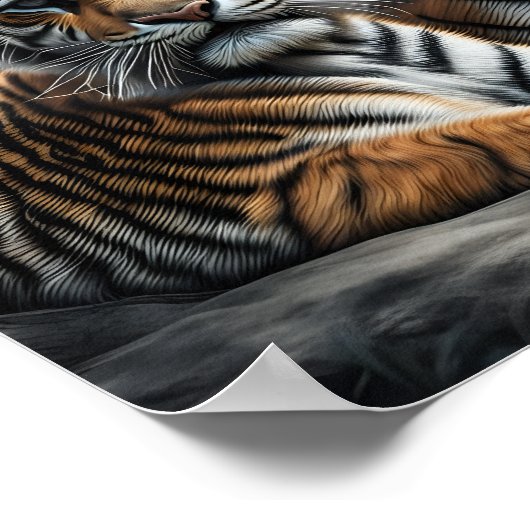 Ein Tiger mit ihrem Hund Poster (Ecke)