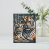 Ein Tiger mit ihrem Hund Postkarte (Stehend Vorderseite)