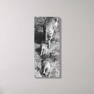 Ein Tiger mit ihren zwei Jungen an Whipsnade Zoo Leinwanddruck