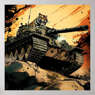 Ein Tiger-Tank mit Tiger darauf Poster