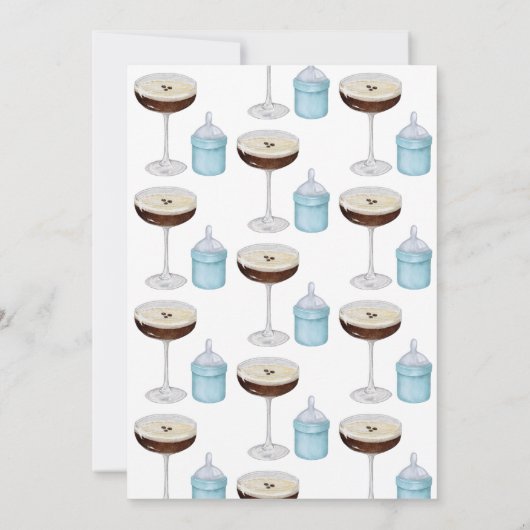 Ein Tini auf dem Weg Espresso Martini Babydusche Einladung (Rückseite)