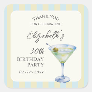 Ein Tini bisschen älterer Martini Geburtstag Danke Quadratischer Aufkleber