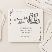 Ein Tini Bit Ältere Bow Cake Birthday Party Gefall Rechteckiger Pappuntersetzer