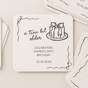 Ein Tini Bit Ältere Bow Cake Birthday Party Gefall Rechteckiger Pappuntersetzer