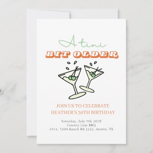 Ein Tini Bit Ältere Martini Olivenbaum Erwachsene  Einladung (Vorderseite)