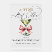 Ein Tini Bit Ältere Martini Pink Bow Empfang Acrylschild (Vorderseite)