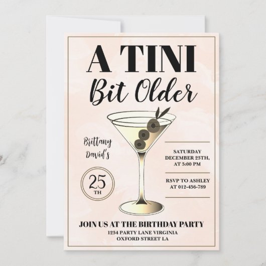 Ein Tini-Bit Ältere moderne Martini-Cocktail Gebur Einladung (Vorderseite)