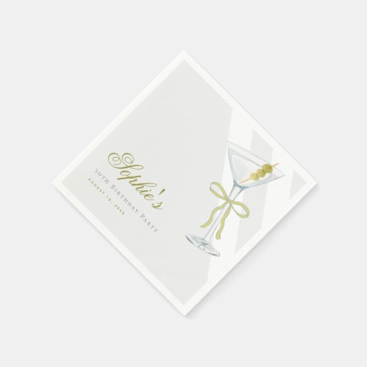 Ein Tini Bit Ältere Olive Martini Cocktail Geburts Serviette (Ecke)
