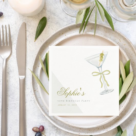 Ein Tini Bit Ältere Olive Martini Cocktail Geburts Serviette