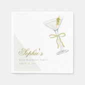 Ein Tini Bit Ältere Olive Martini Cocktail Geburts Serviette (Vorderseite)