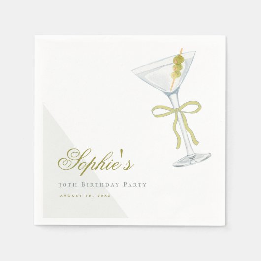 Ein Tini Bit Ältere Olive Martini Cocktail Geburts Serviette (Vorderseite)