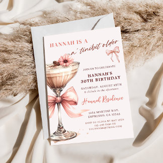 Ein Tini Bit Ältere Pink Espresso Martini Geburtst Einladung