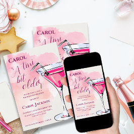 Ein Tini Bit Ältere Pink Martini Cocktail Geburtst Einladung