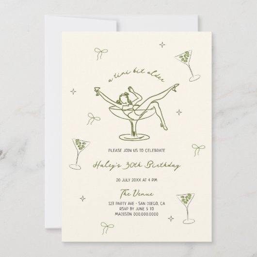 Ein Tini Bit Ältere Quirky Hand gezeichnet Geburts Einladung (Vorderseite)