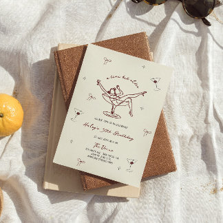 Ein Tini Bit Ältere Quirky Maroon Hand gezeichnet Einladung