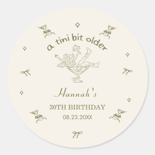 Ein Tini-Bit älterer Espresso-Martini-Bogen Geburt Runder Aufkleber (Vorderseite)