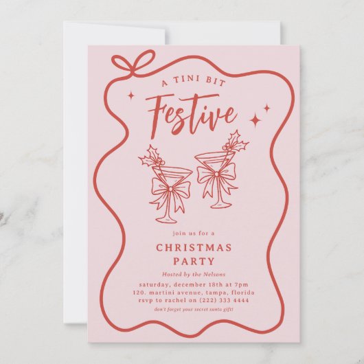 Ein Tini Bit Festive' Fun Doodle Weihnachten Party Einladung (Vorderseite)