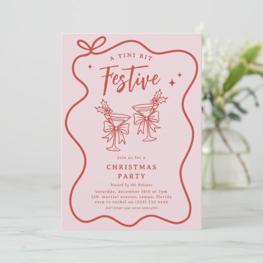 Ein Tini Bit Festive' Fun Doodle Weihnachten Party Einladung (Stehend Vorderseite)