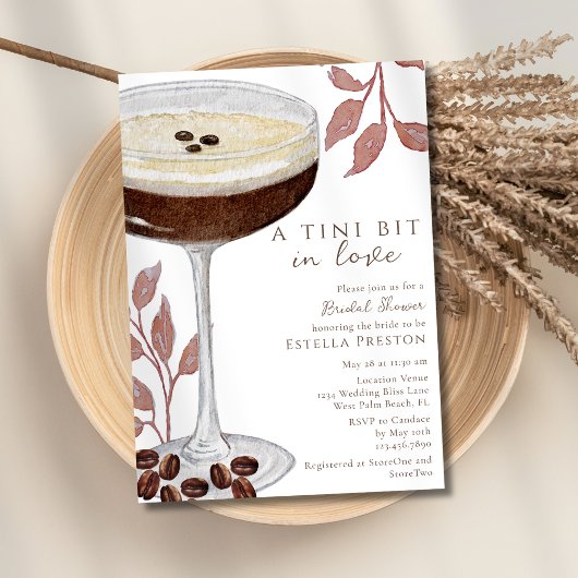 Ein Tini-Bit in Liebe Espresso Martini Brautparty Einladung