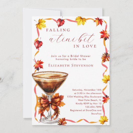 Ein Tini-Bit in Liebe Martini Brautparty Einladung (Vorderseite)