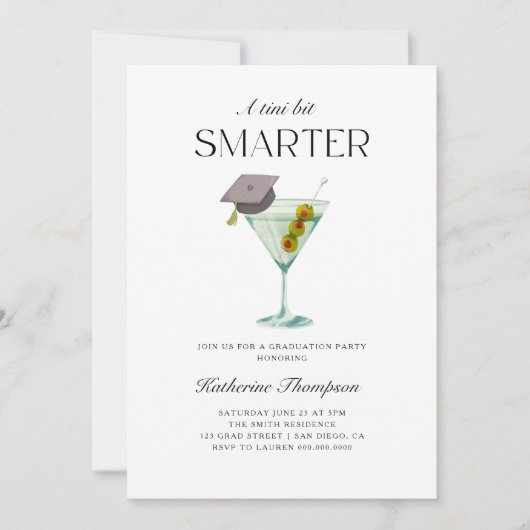 Ein Tini Bit Smarter Martini-Abschluss Einladung (Vorderseite)