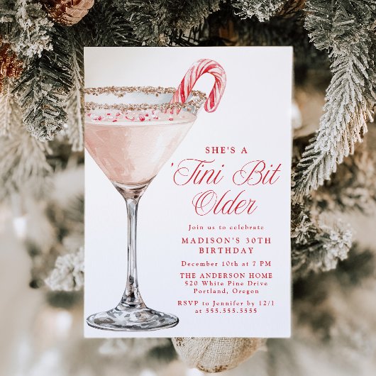 „Ein Tini-Bitchen älter“ Candy Cane Martini Geburt Einladung