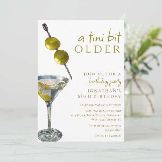 Ein Tini etwas älter zwei Oliven schmutzige Martin Einladung (Stehend Vorderseite)