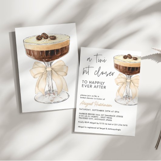 Ein Tini etwas Naher Bow Espresso Martini Bridal Einladung