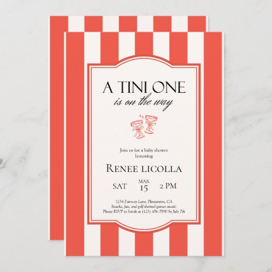 Ein Tini ist auf dem Weg der Baby-Dusche Einladung (Vorne/Hinten)