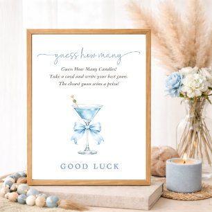 Ein Tini One Blue Baby Shower Spiel Errate wie vie Poster
