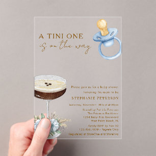 Ein Tini One Blue Paci Espresso Martini Baby Showe Acryleinladungen
